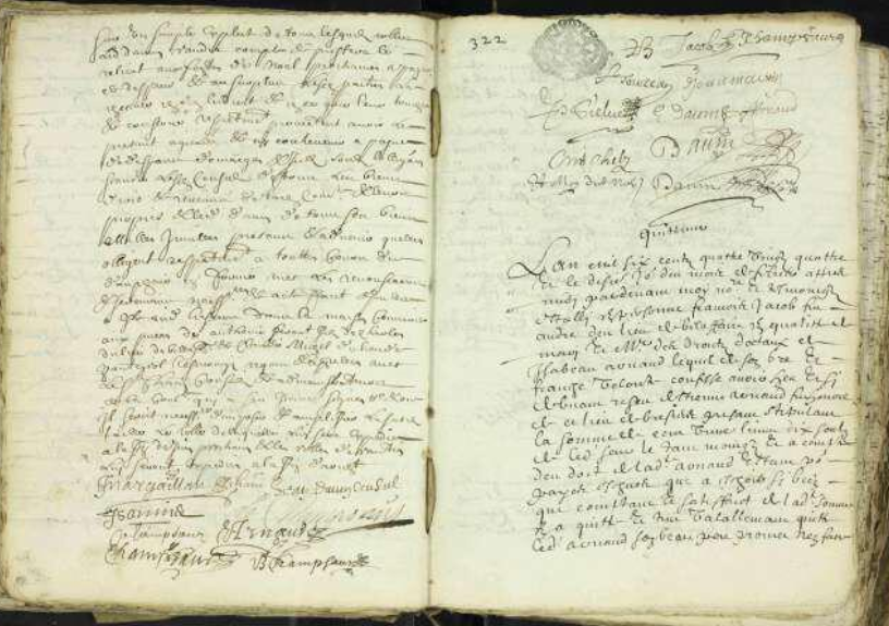Minute d'un acte notarié daté de 1684
