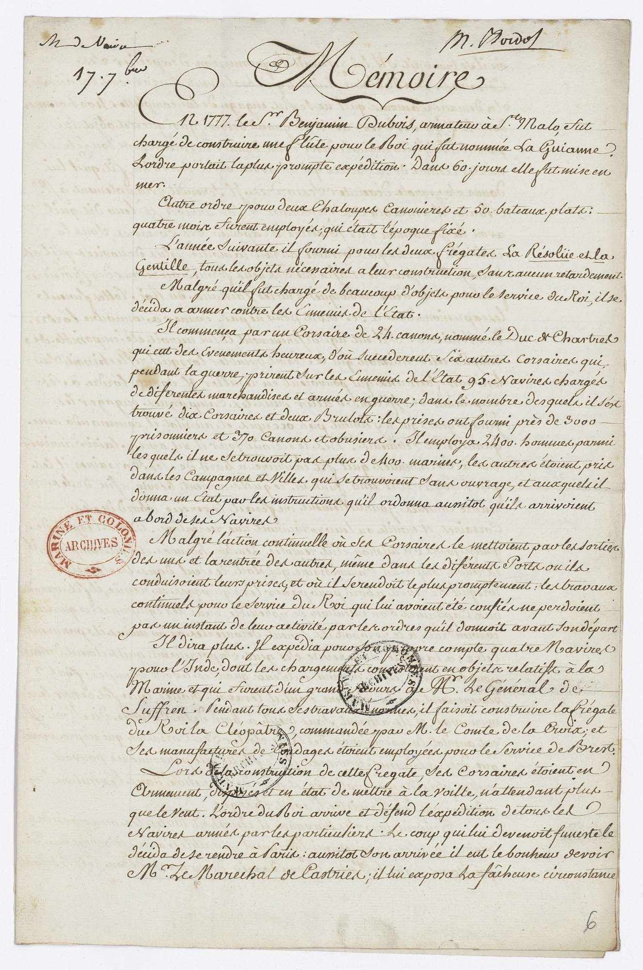 Mémoire manuscrit